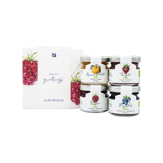 Cartone regalo con 4 composte di frutta biologiche 30g