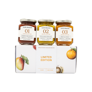 Cartone regalo con 3 composte di frutta limited edition 220g Nr.01-02-03