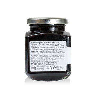 Alpe Pragas, Frutta sciroppata Mirtillo Nero 340g